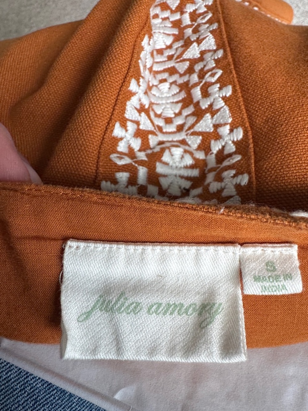 Julia Amory Embroidered Rust/Orange Fringe Jacket - Picture 3 of 3